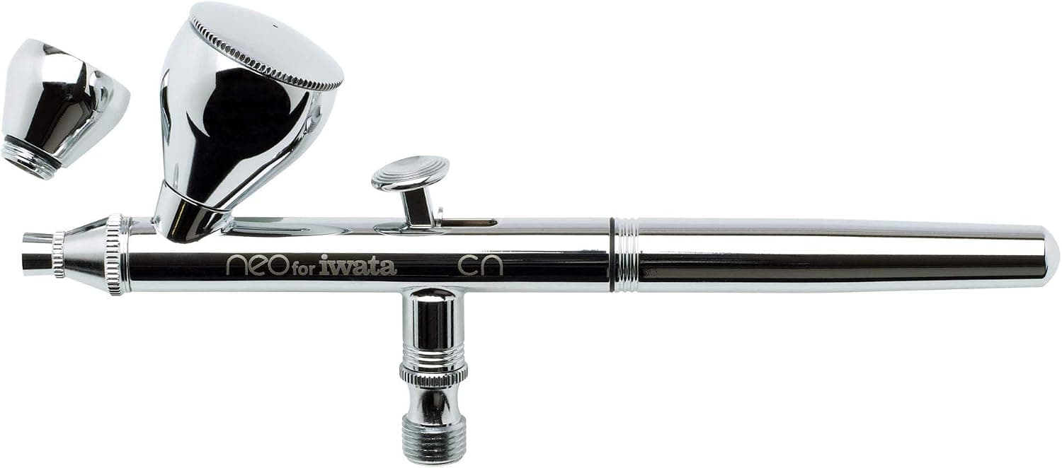Iwata NEO CN Dual Action Airbrush - Gravity Feed, N3 Nozzle, 0.24 oz & 0.10 oz Fluid Cups, Ideal for Beginners & Hobby Painters