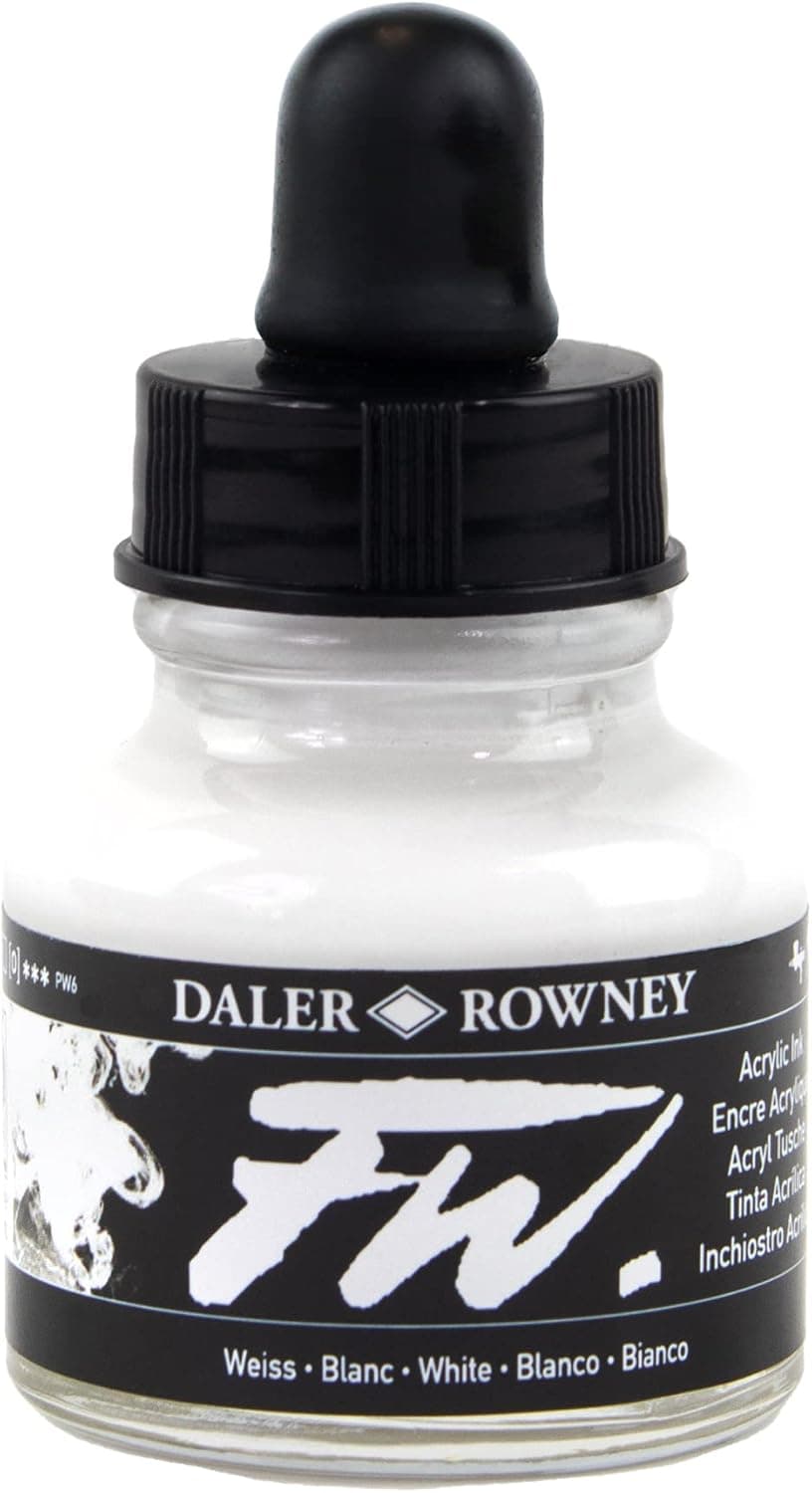 Daler-Rowney FW Acrylic Ink Bottle White - Versatile Acrylic Drawing Ink