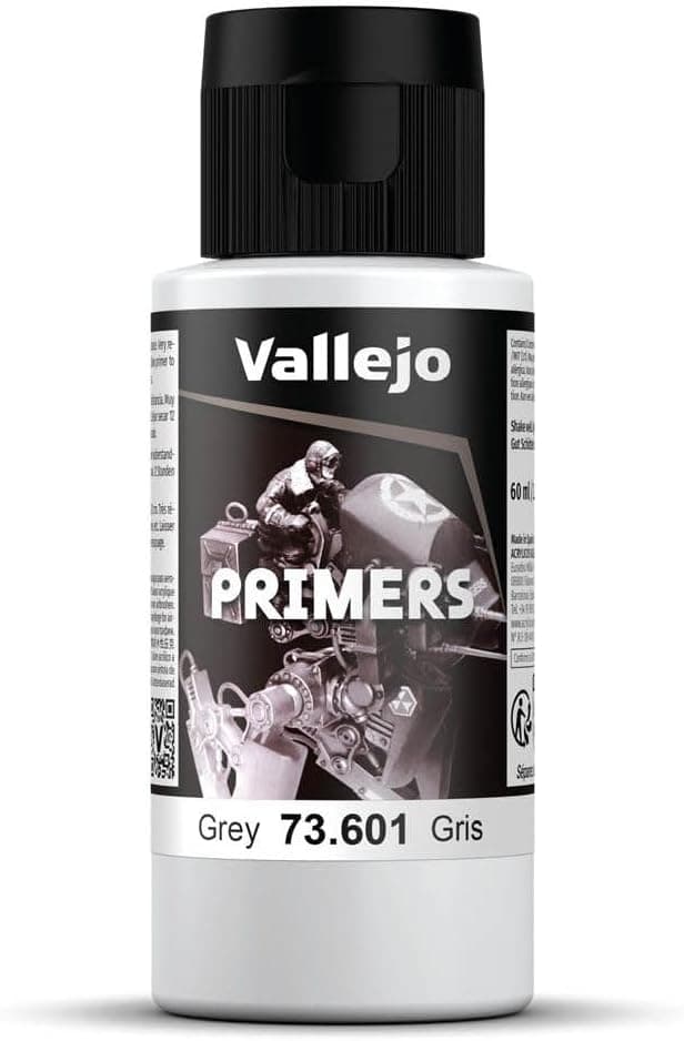 Vallejo - Surface Primer Color | Grey Acrylic Primer 60 ml (2.02 fl.oz.) | Matte Finish and Fast Drying | Great Adhesion to Figurines and Scale Models