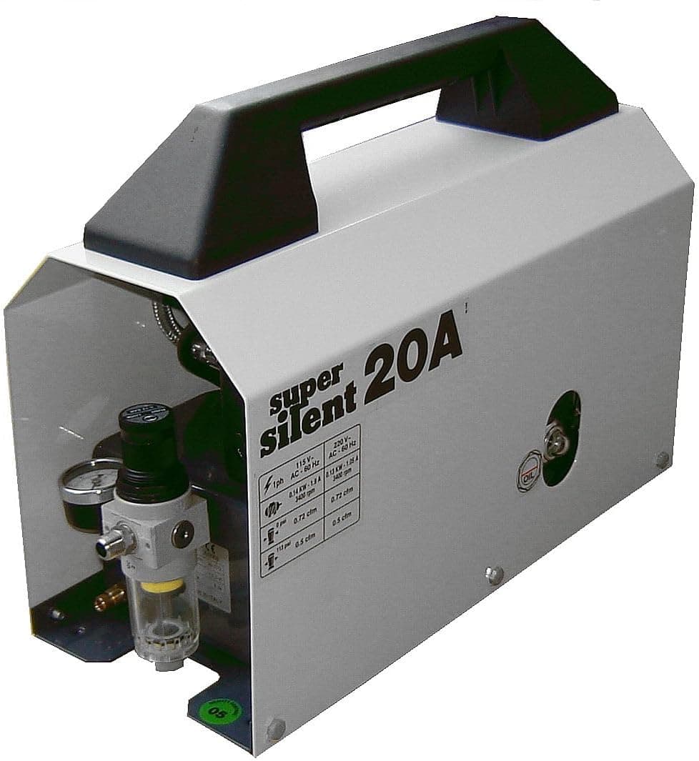 Silentaire Super Silent 20-A Whisper Quiet Airbrush Compressor 1/5hp 0.7 CFM 55-85psi Low Noise Level