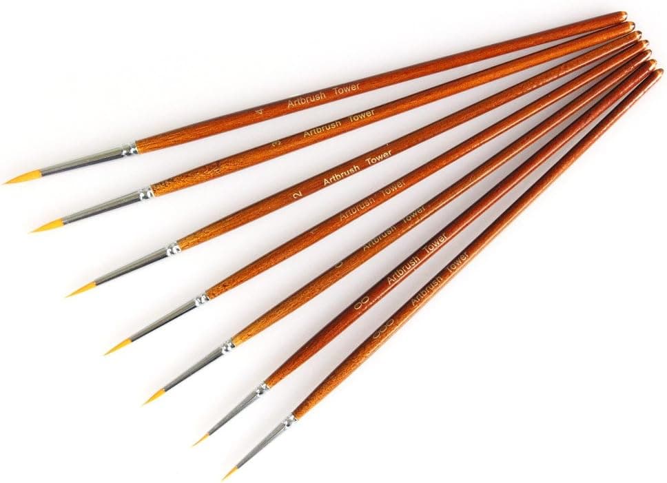 Fine Detail Paint Brush Set - 7 Pieces Miniature Brushes for Watercolor, Oil, Acrylic Painting, Airplane Kits