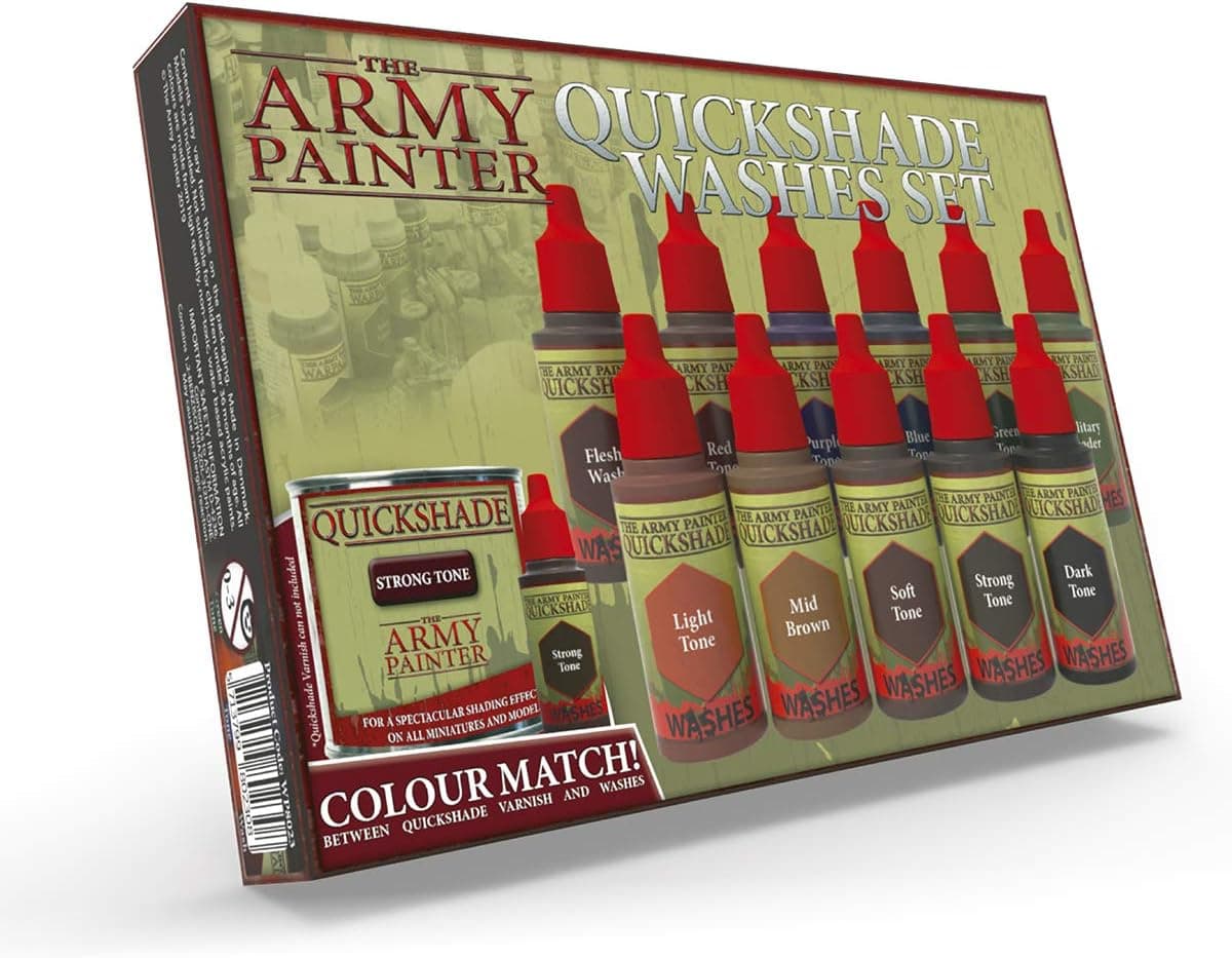 The Army Painter Miniature Paint Set with 11 Nontoxic Quickshade Washes in Dropper Bottles