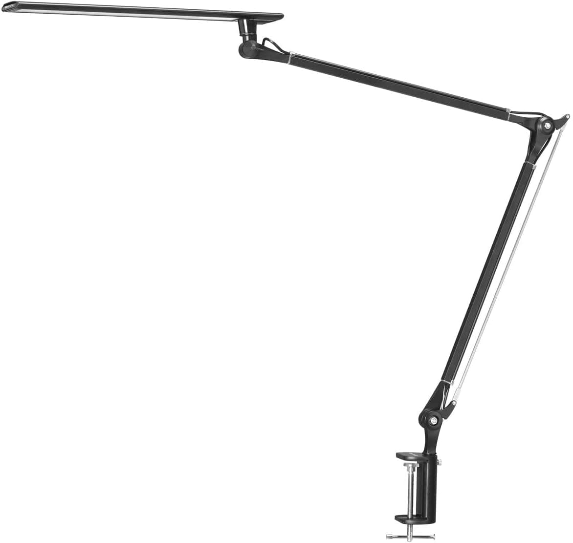 PHIVE CL-2 Architect Desk Lamp, LED Clamp on Desk Light with Metal Swing Arm, Eye-Caring Dimmable Drafting Table Lamp, Black