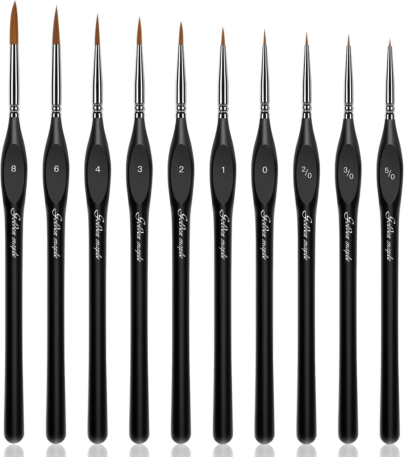 Golden Maple Detail Paint Brushes Set 10pcs Miniature Brushes for Fine Detailing & Art Painting