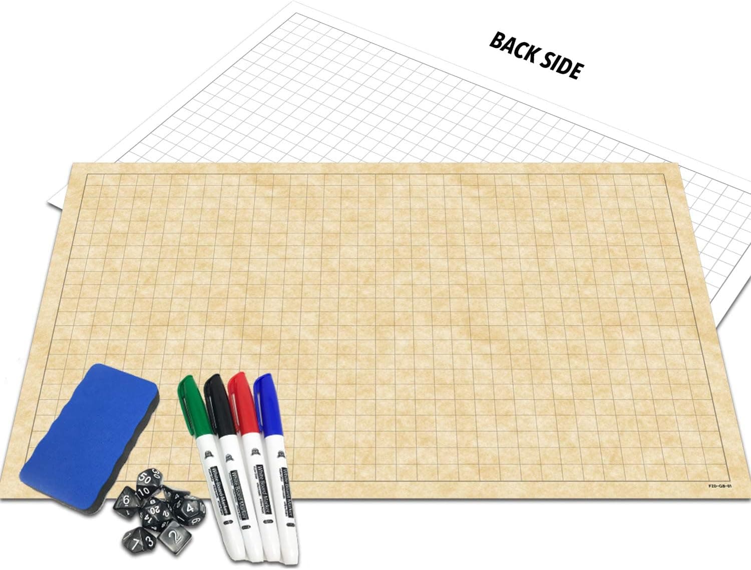 Fat Zebra Designs RPG DND Battle Mat with Markers and Polyhedral Dice (1 Pack)