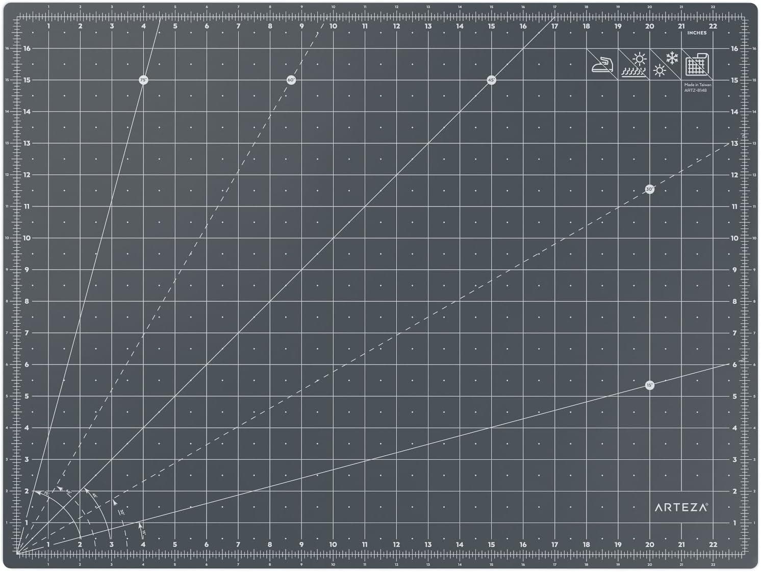 ARTEZA Self Healing Cutting Mat, 18 x 24 Inch Rotary Cutting Mat, Double-Sided 3 mm PVC-Free Craft Mat with Grid Lines