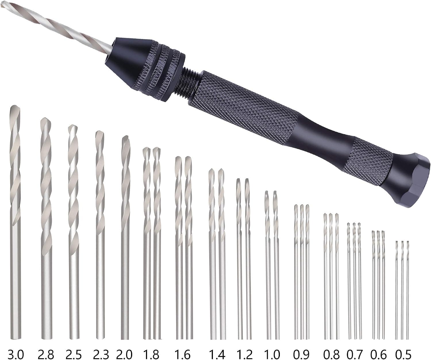 Pin Vise Hand Drill with Twist Drill Bits 31 Pack