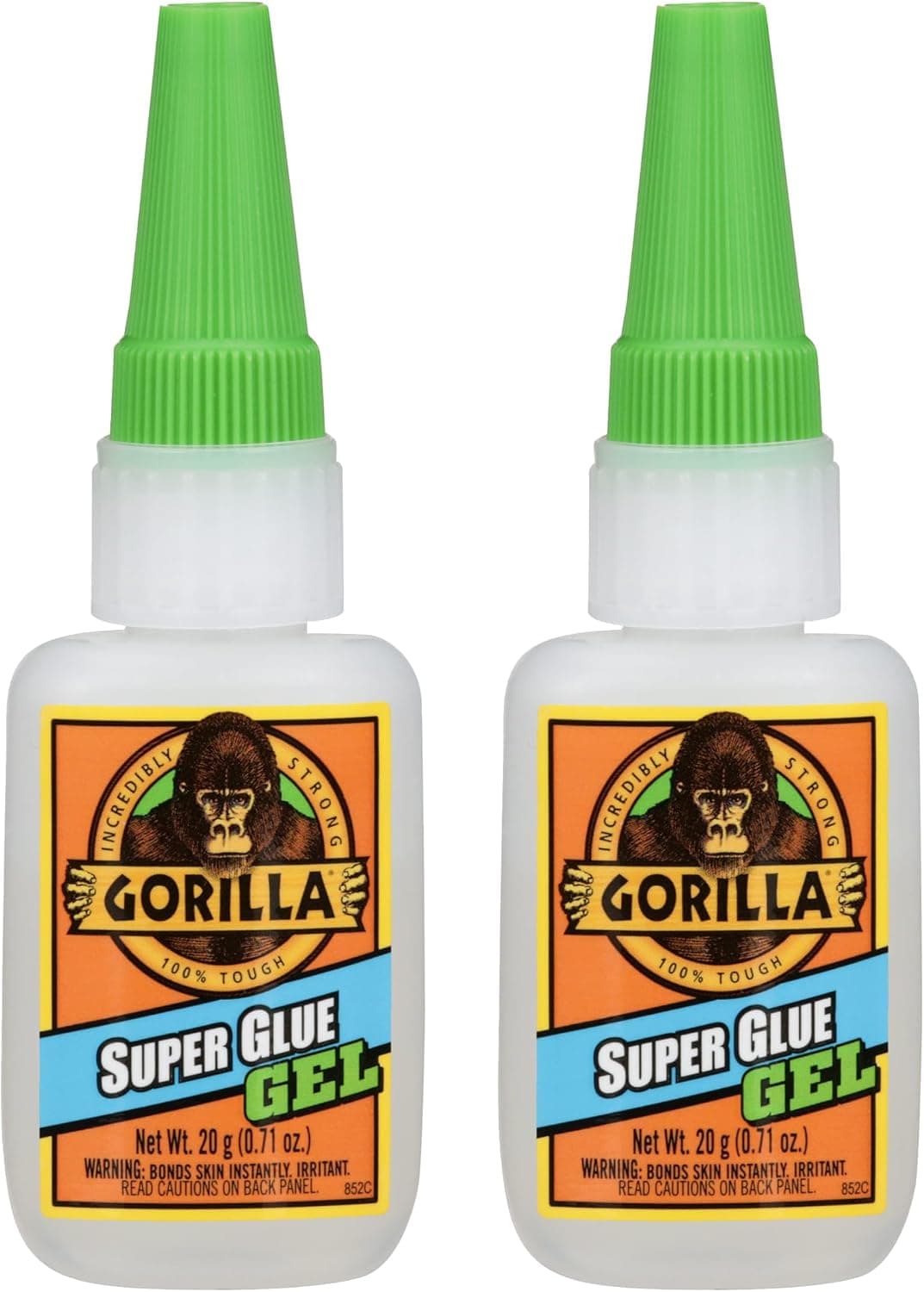 Gorilla Super Glue Gel, Clear Glue, 20 Gram (Pack of 2) - All Purpose and Fast Setting
