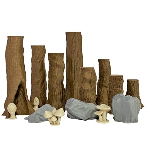 Extruded Gaming Forest Trees and Rocks Set 2