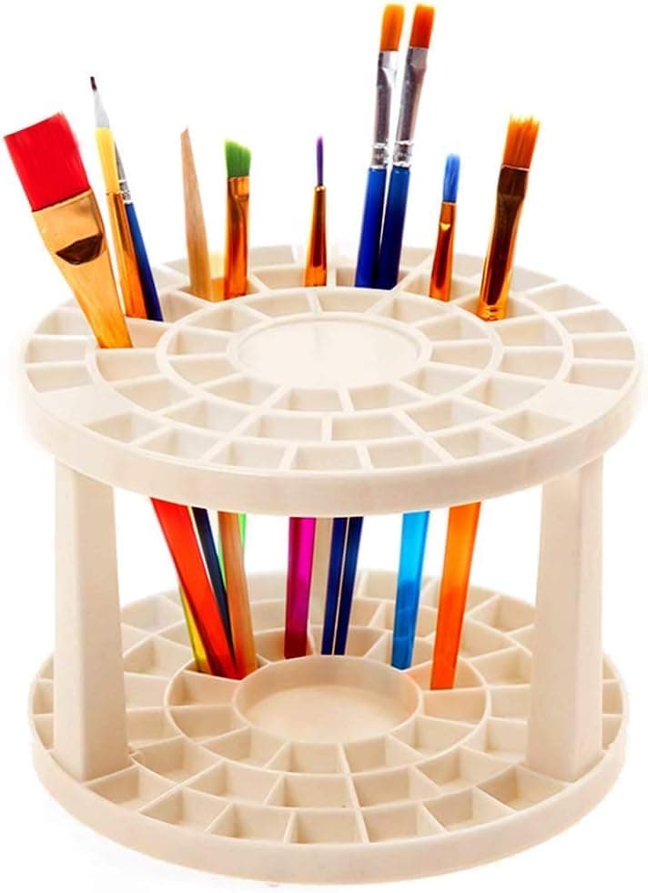Arte Vita 49 Hole Plastic Pencil & Brush Holder Multi Bin Organizer - Desk Stand Holding Rack