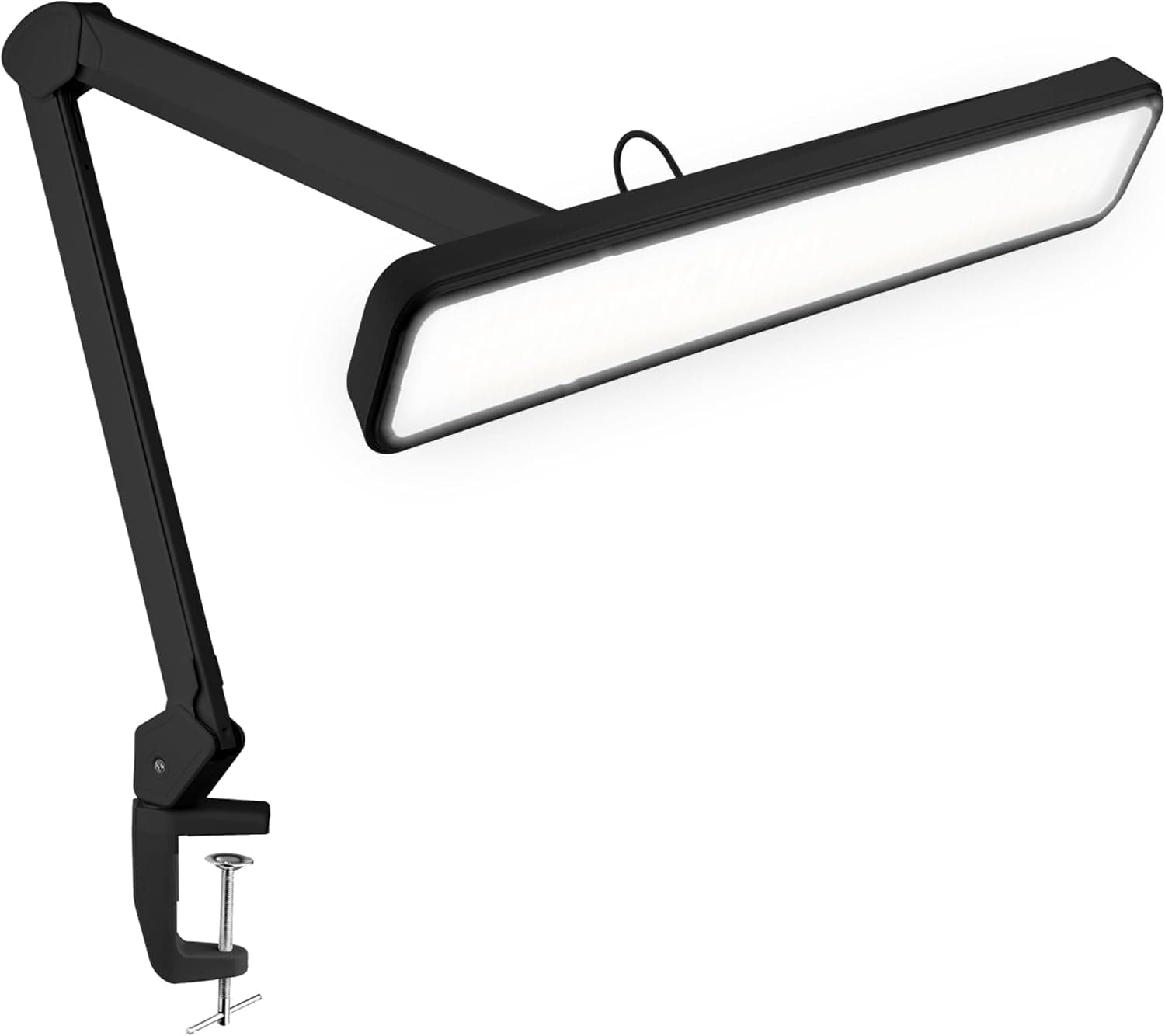 Neatfi XL 2500 Lumens 30W LED Task Lamp for Crafts, Workbench, Office - 22" Wide Shade Desk Light, Eye-Caring 6500K, 4-Level Brightness (Black, with Clamp)
