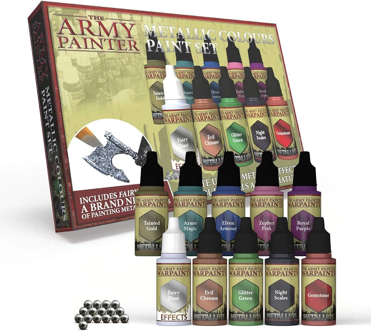 The Army Painter Metallic Paints Set - 10 Metallic Colors incl. Tainted Gold