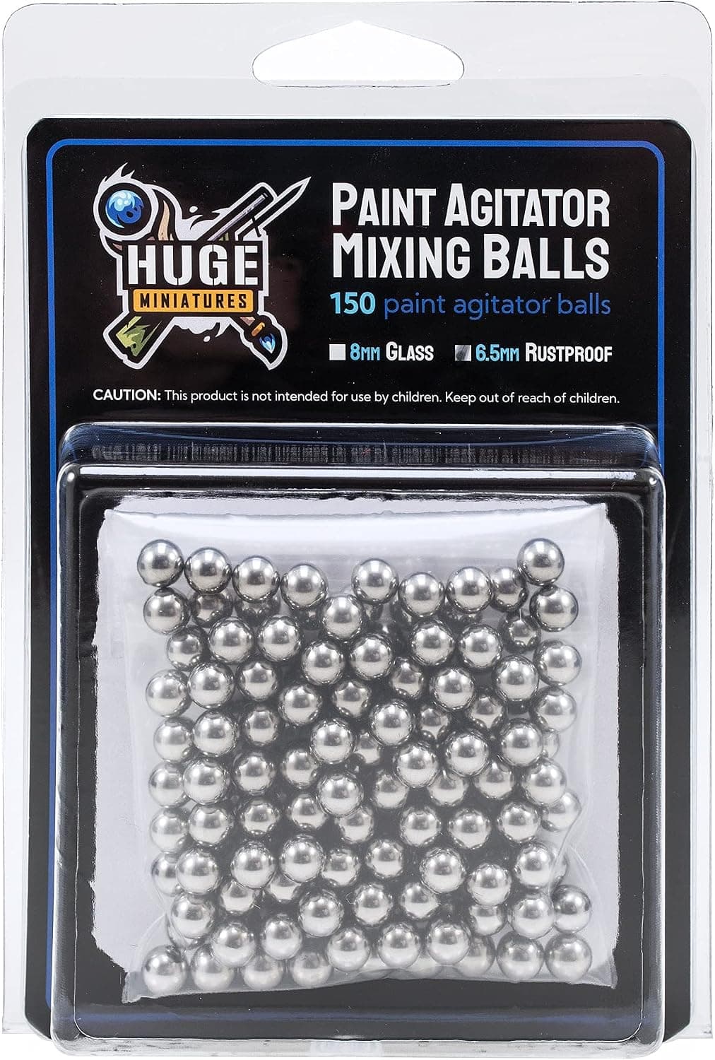 Huge Miniatures Paint Mixing Balls, 6.5mm Rustproof Agitators for Paints 150 Pack