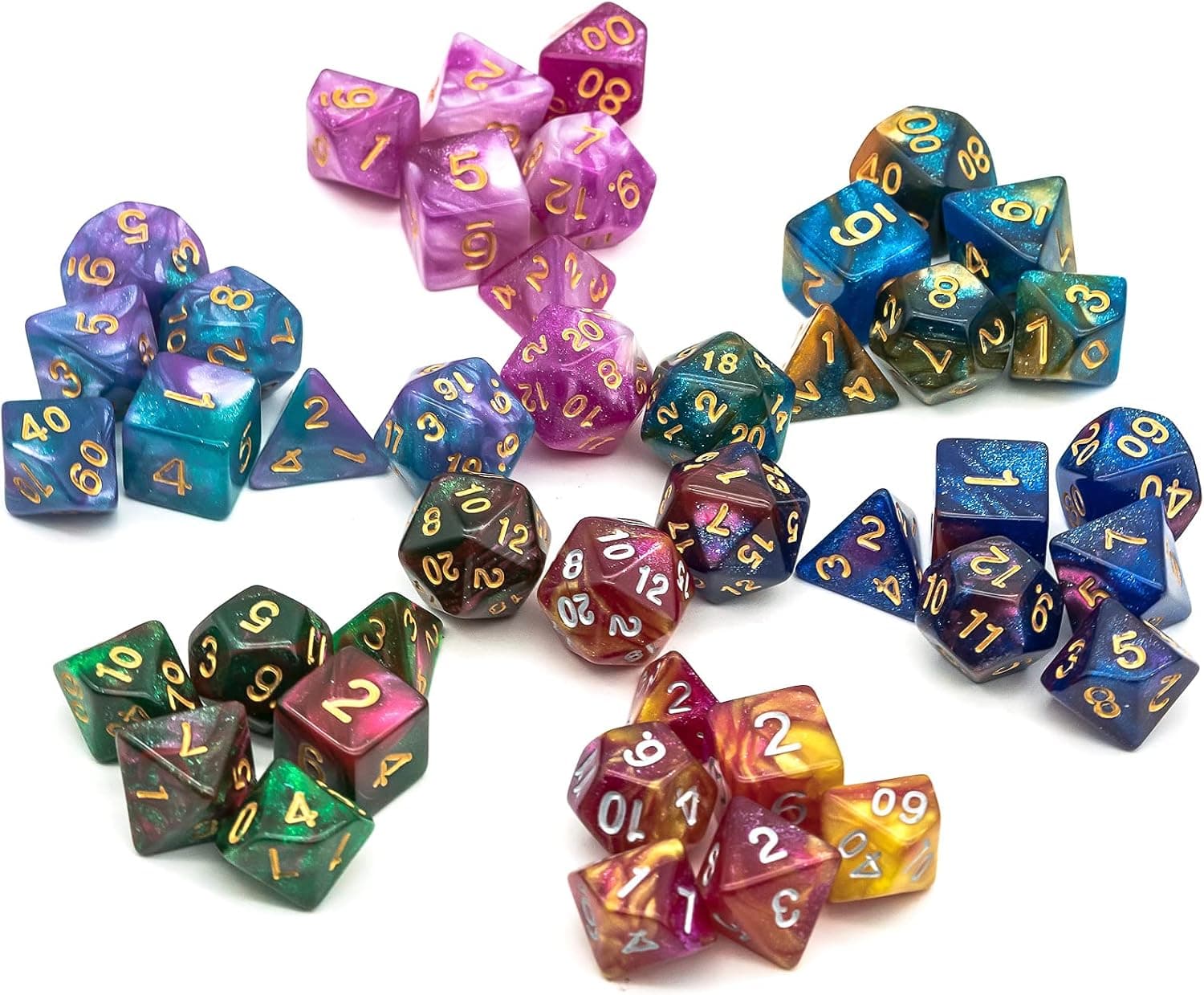 Poludie 6 Sets DND Dice Polyhedral Dice Set (42pcs) with 1 Large Leather Bag