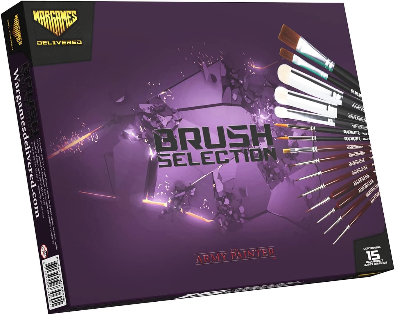 Wargames Delivered - Army Painter Brushes, 15 Fine Tip Small Brushes for Miniatures - Detail & Drybrush Set