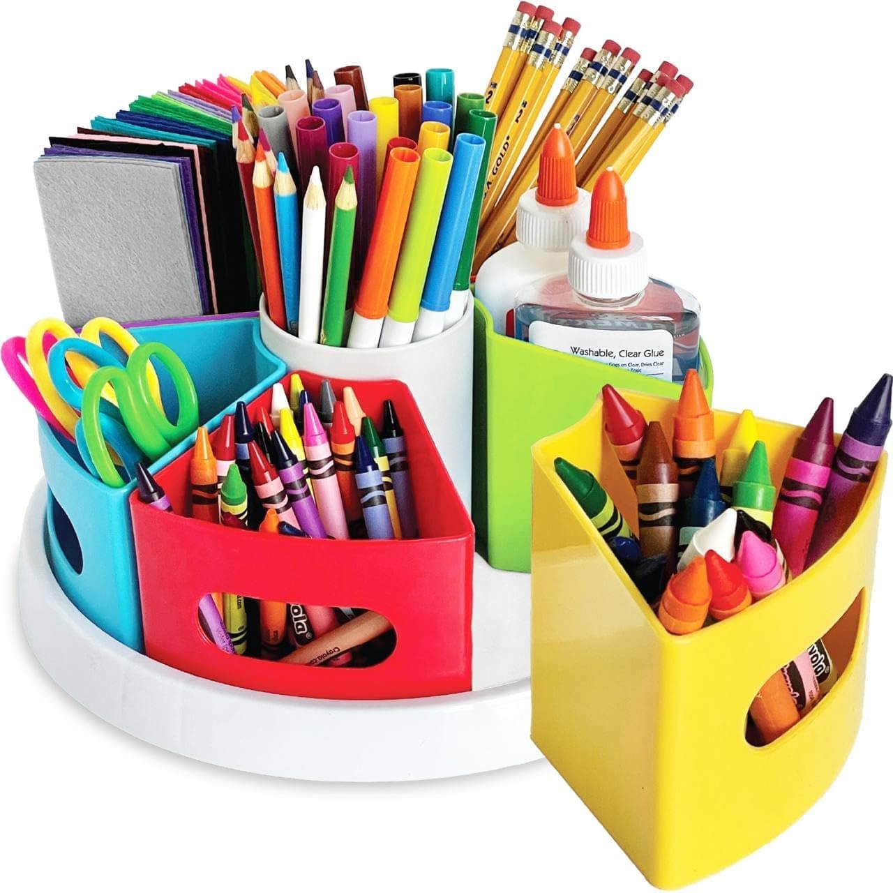Hapinest Rotating Art Supply Organizer - Crayon, Marker & Pencil Storage, Rotating Desk Organizer Caddy