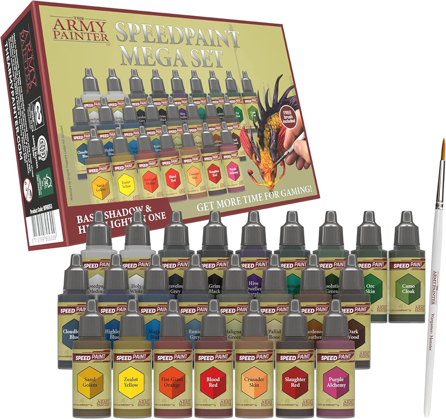 The Army Painter Speedpaint Mega Set 1.0, 24 x 18ml Acrylic Paints incl. Mixing Balls & 1 Brush
