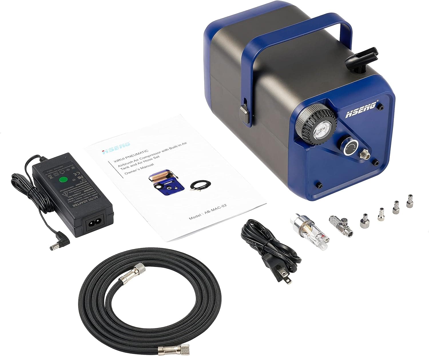 Hseng Extra Quiet Airbrush Air Compressor with Built-in Air Tank