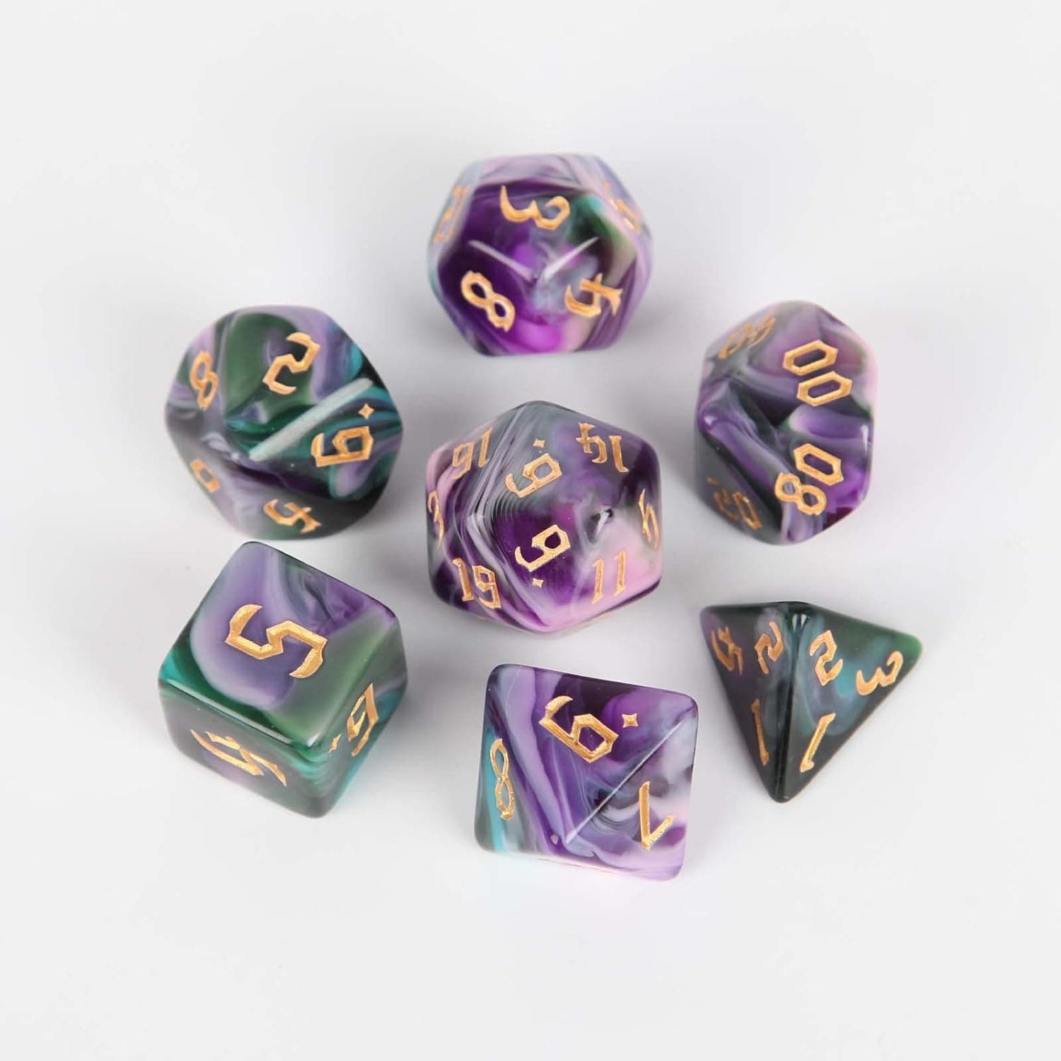 DND Polyhedral Dice Set - Acrylic Material Gaming Dice for Dungeons and Dragons RPG 7-Die