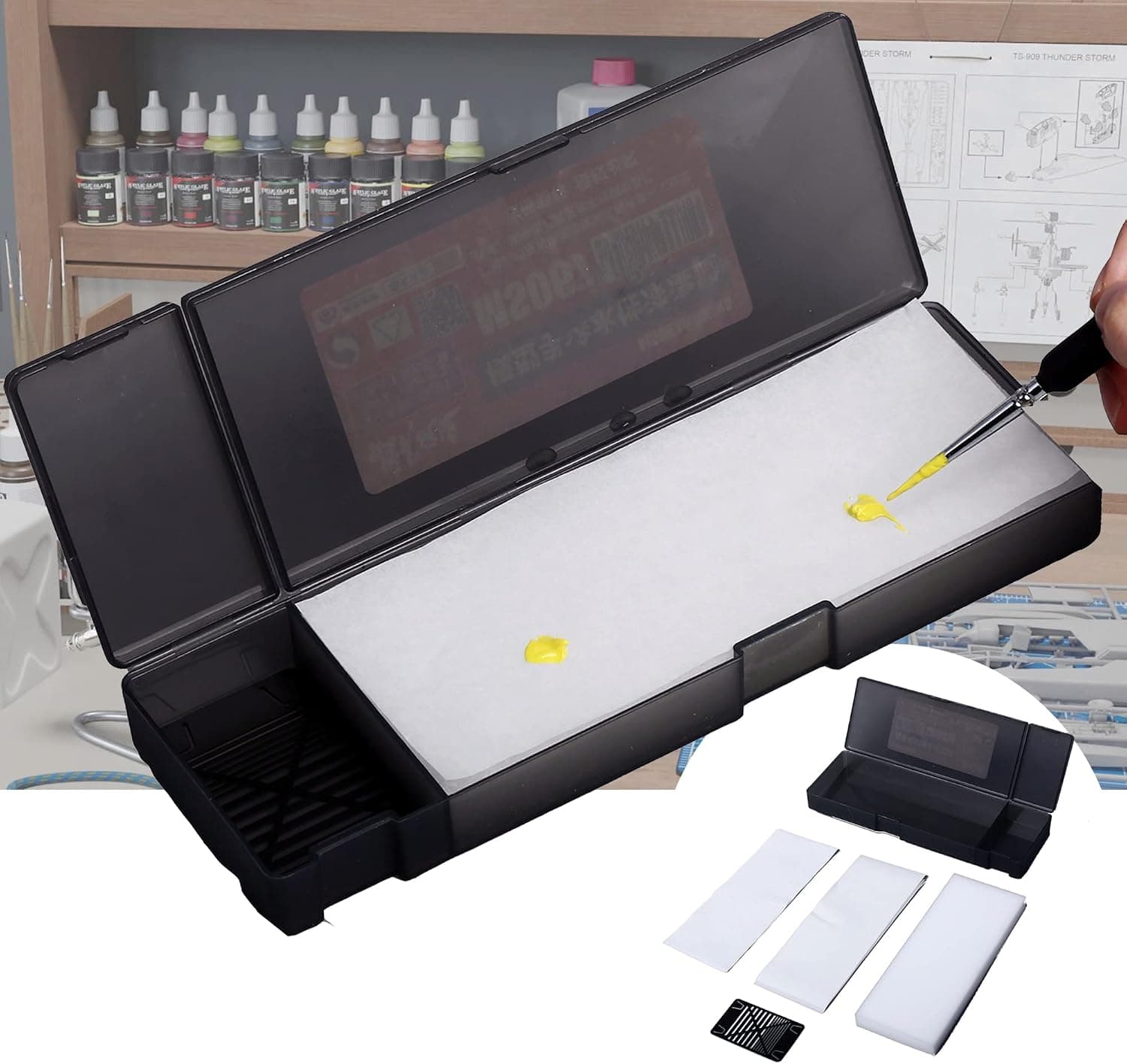 WEEGEEKS Wet Palette for Acrylic Paints - Miniature Model Paint Mixing Tray with Airtight Lid, Keeps Pigments Moist 48hrs