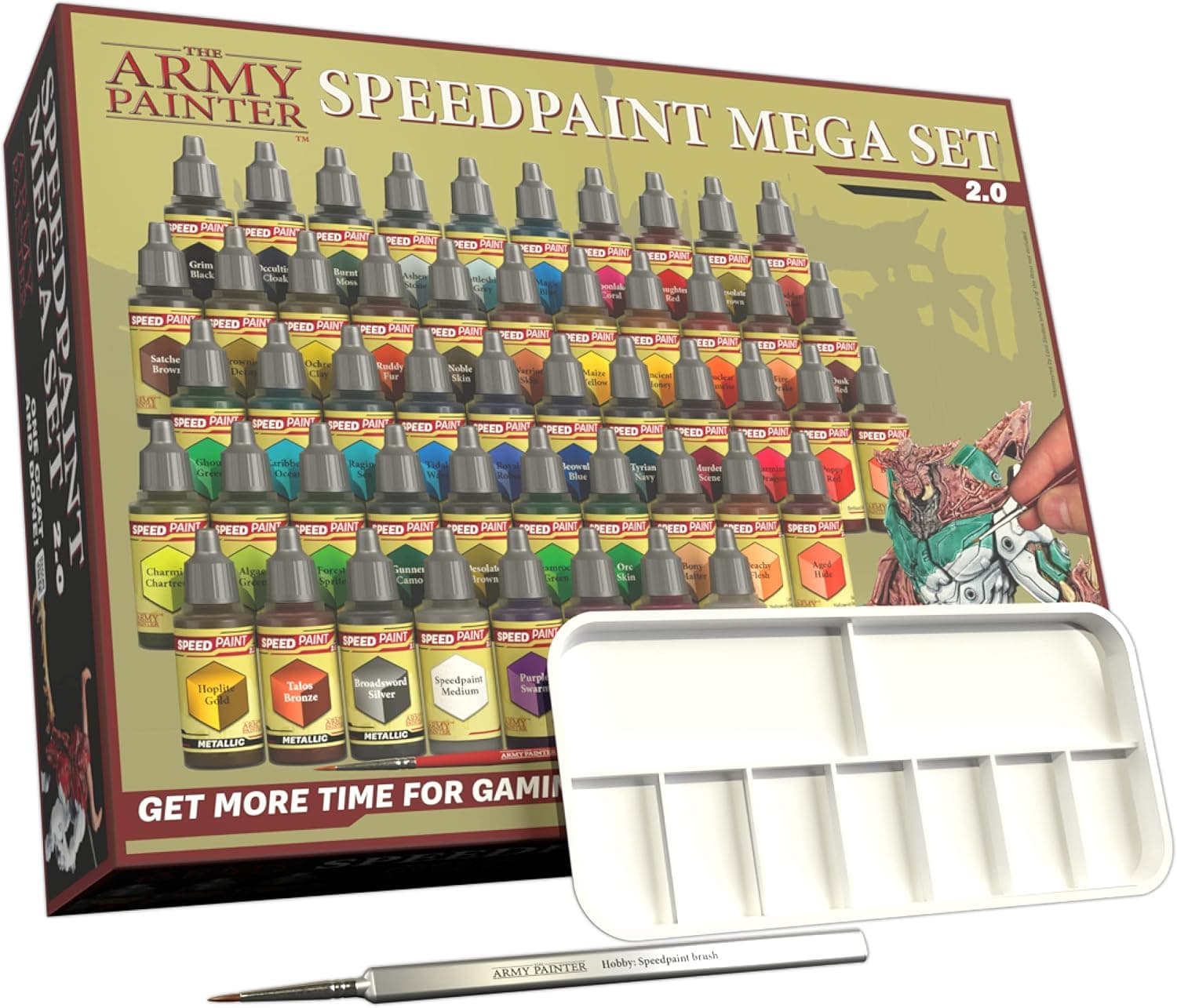 The Army Painter Speedpaint 2.0 Mega Set Combo, 50 Dropper Bottles 18ml incl. 1 Paint Palette and 2 Brushes