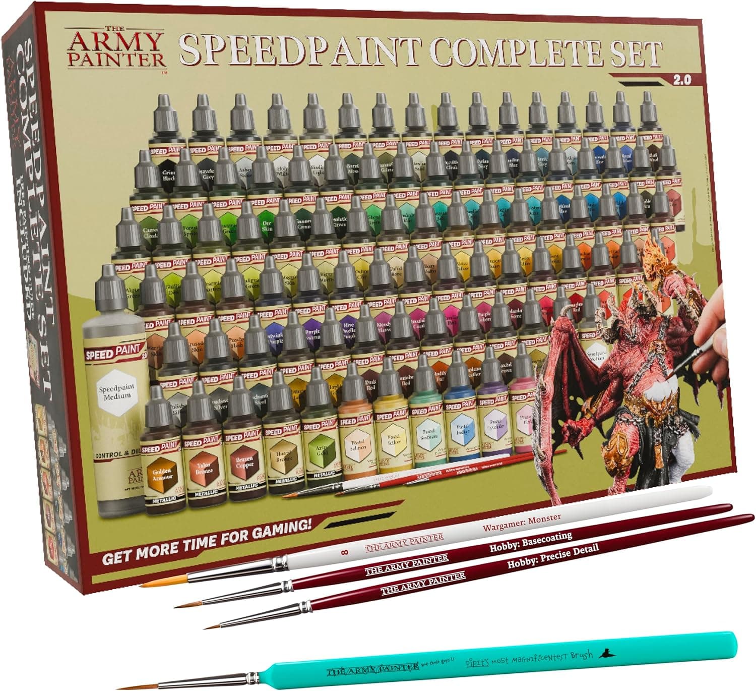 The Army Painter Speedpaint 2.0 Complete Set Combo, 90 x 18 mL, 4 Brushes & 1 Paint Palette