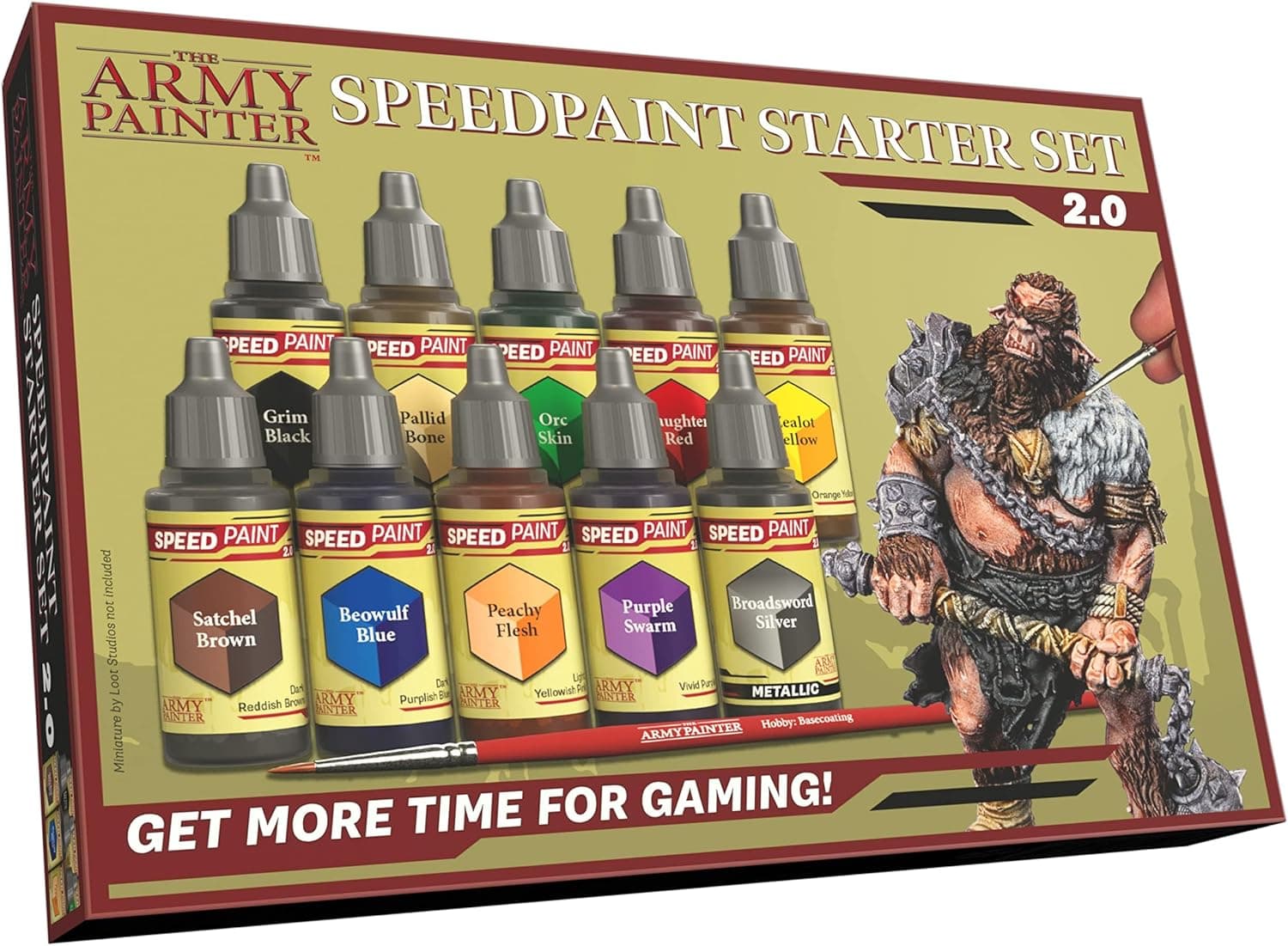 The Army Painter Speedpaint 2.0 Starter Paint Set, 10 x 18 mL Acrylic Contrast Paints incl. 1 Basecoating Brush