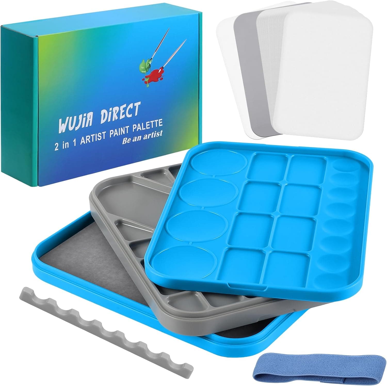 FUNKYLEE Wet Palette for Acrylic Miniature Painting with 50 PCS Wet Palette Paper, 2 Sponges for 40K Model Paint