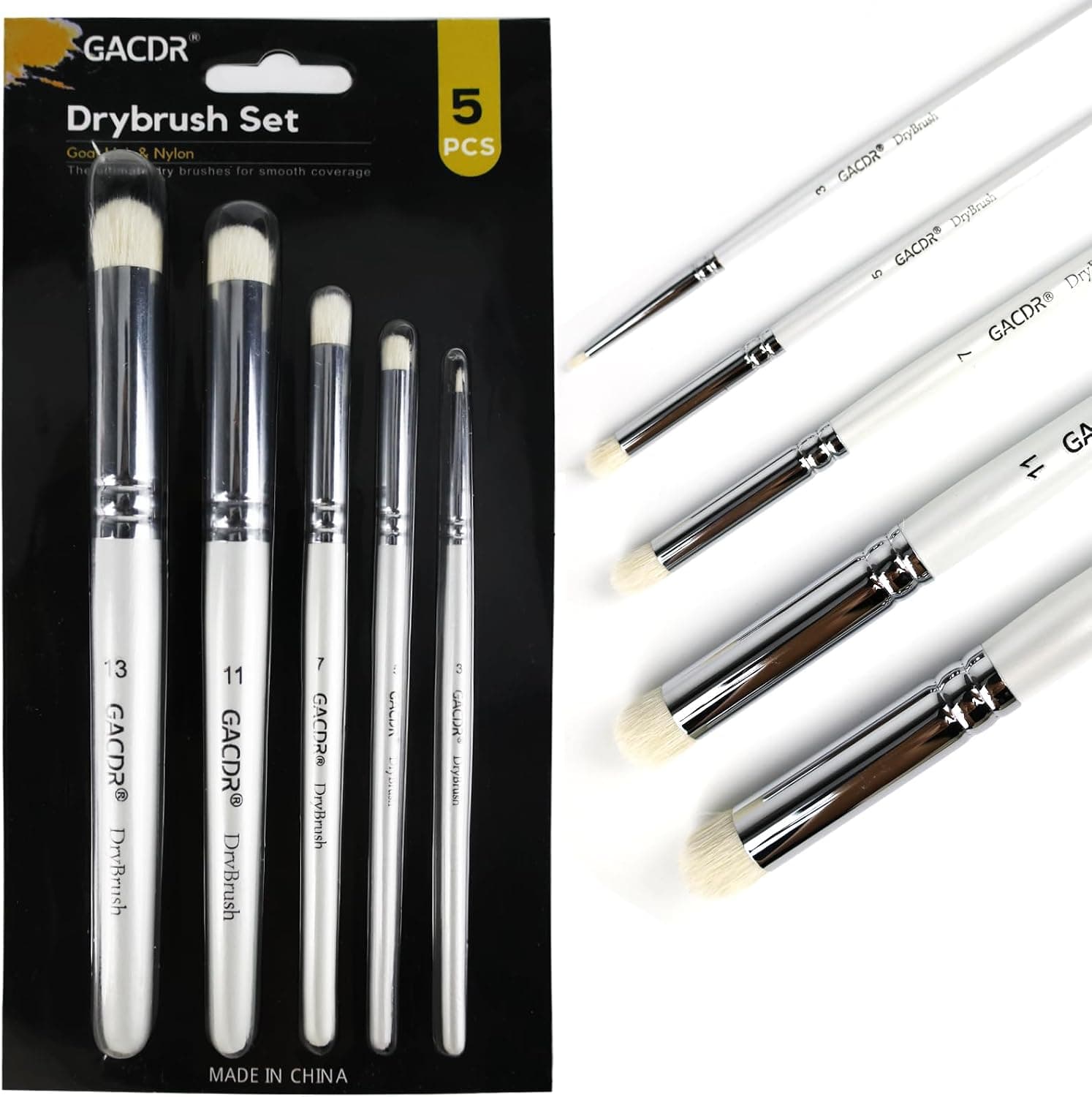 GACDR Dry Brush Miniature Painting, 5 Sizes Drybrush Set for Miniature 40k Citadel Model Paint