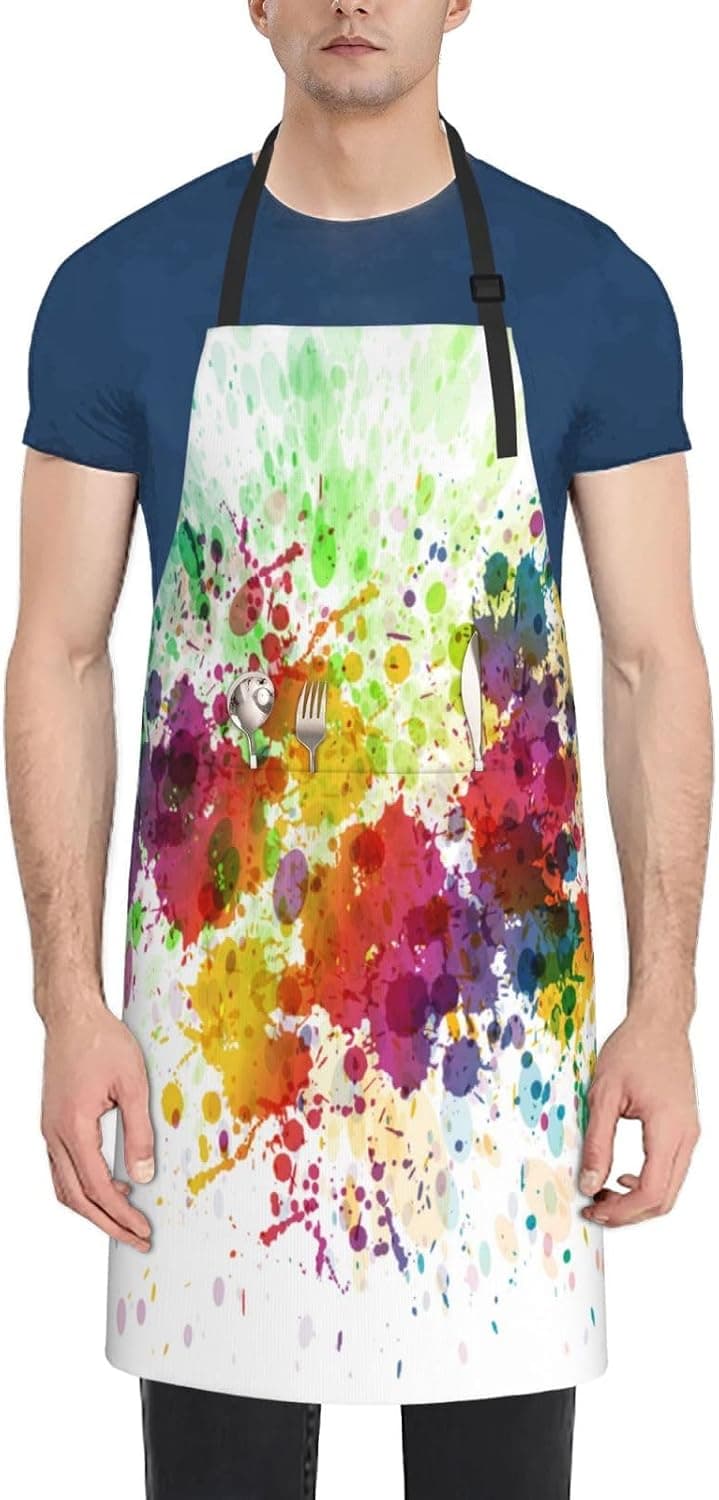 AELUTYSH Waterproof Painting Apron with 2 Pockets and Adjustable Neck, Paint Splatter Apron for Adults