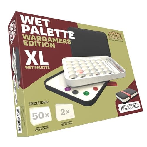 The Army Painter, Wargamers Edition Wet Palette for Miniature Model Paints | Incl. 50 Hydro Sheets, 2 Hydro Foams & Brush Storage - Wet Palette for Miniatures Acrylic Paint, Dnd & Warhammer