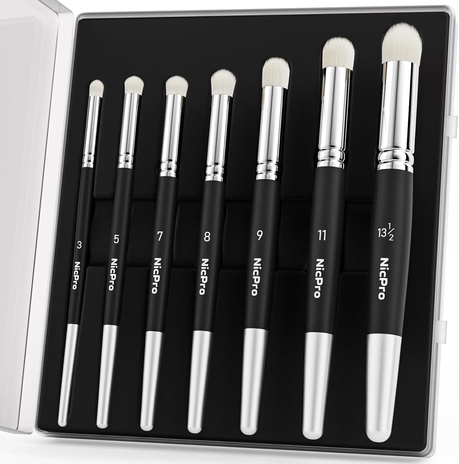 Nicpro Dry Brush Miniature Painting, 7 Sizes Professional Acrylic Drybrush Set with Storage Case