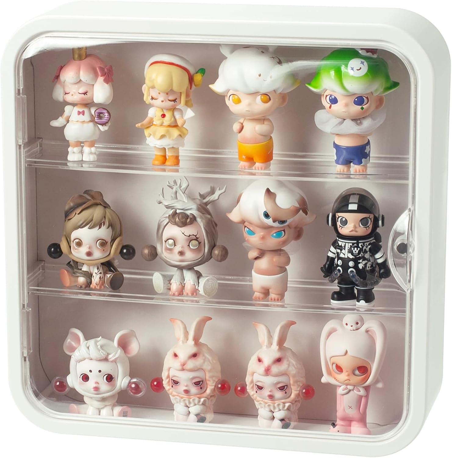 Clear Display Case for Figures, Wall Mounted Acrylic Storage Box, Dust Proof Display Cabinet Organizer (White)