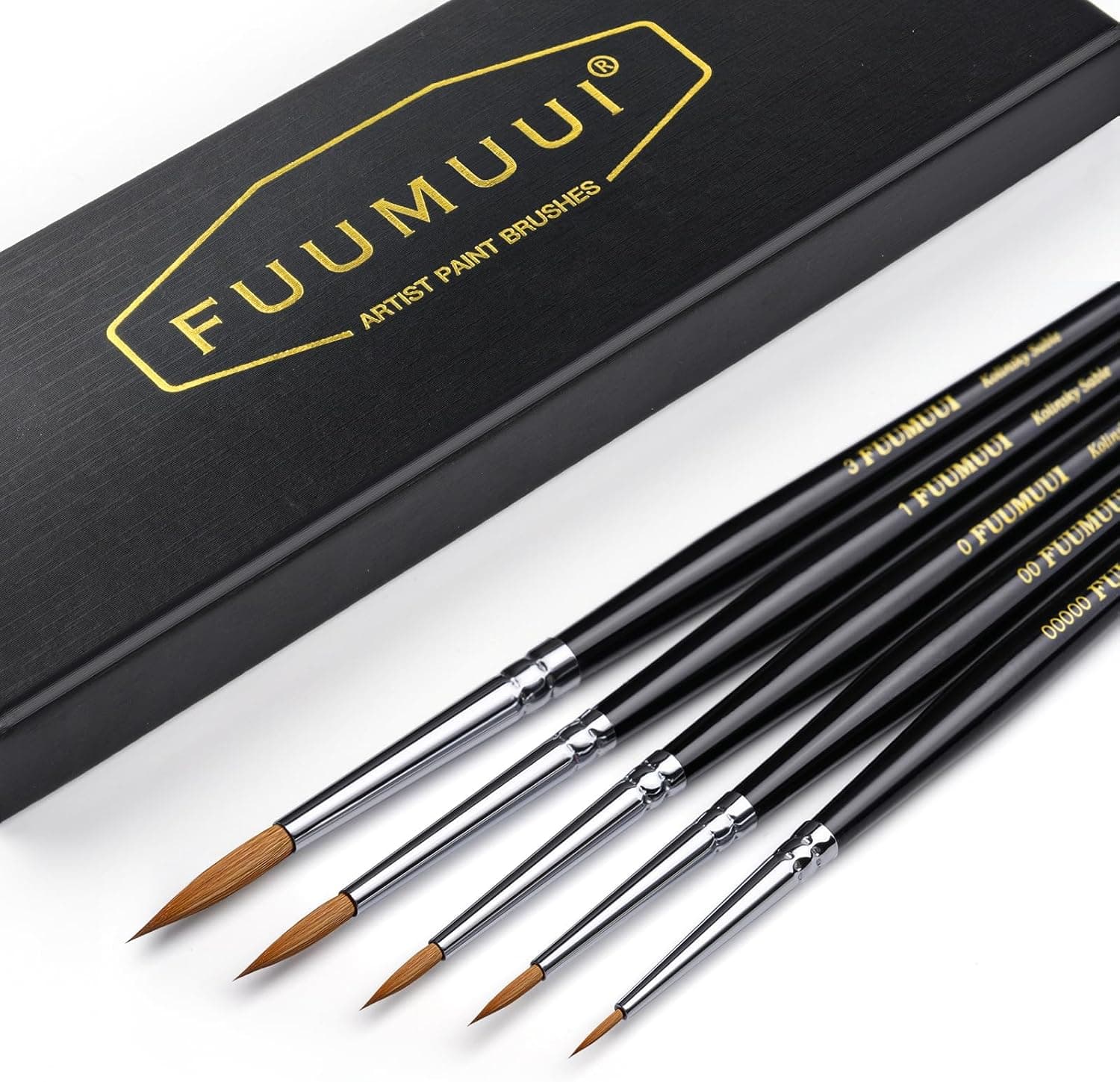 Fuumuui Kolinsky Sable Miniature Watercolor Brushes, 5pcs Professional Small Detail Paint Brushes