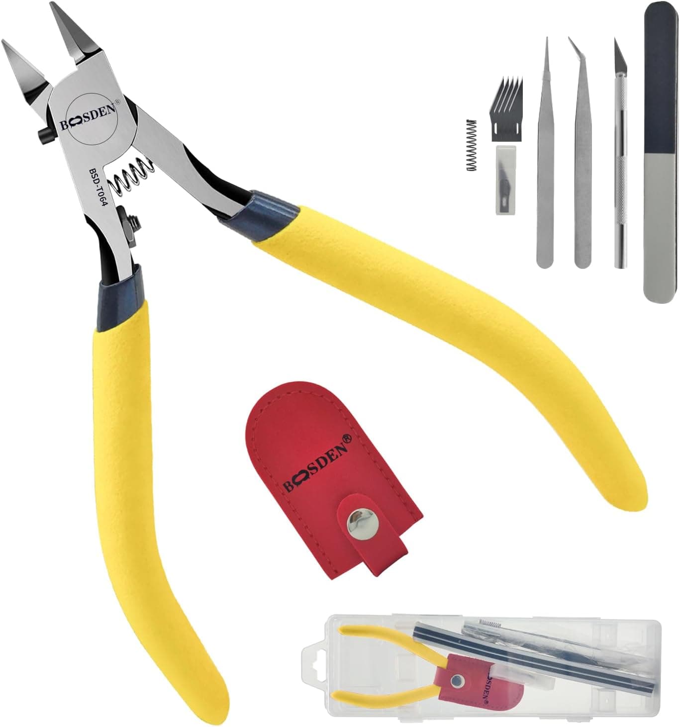 BOOSDEN Model Nippers 9pcs Set, Single Blade Nipper Model Tool Kit, Hobby Clippers for Gundam Gunpla, Thin & Sharp Model Snips, Sprue Cutters for Plastic Models