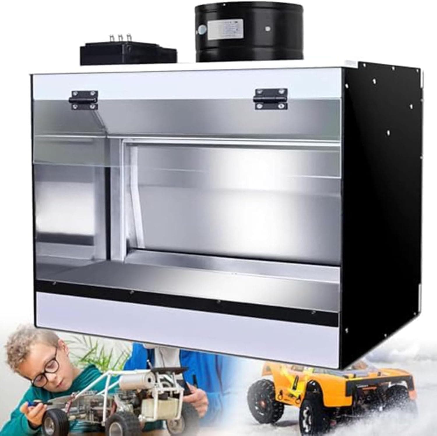 Airbrush Spray Booth - Portable Airbrush Spray Booth, Craft Table Airbrush Booth with Waterfall, LED Lighting, Made of Stainless Steel
