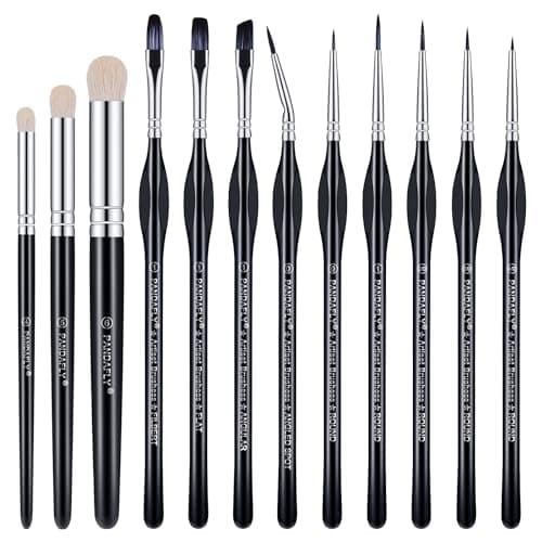 PANDAFLY Miniature Paint Brushes Drybrush Set, 12 Sizes