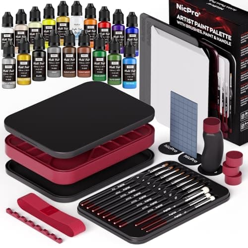 Nicpro All-in-One Miniature Painting Kit with 18 Model Paints & Wet Palette
