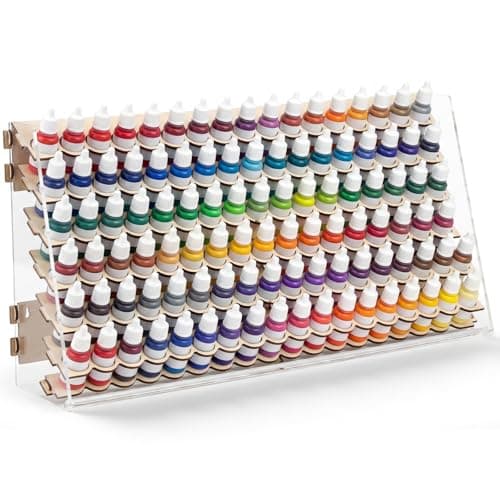 Colingmill 108 Holes Wooden Paint Rack for 18 ml Dropper Bottles | Wall Mount or Tabletop Use, Wood and Acrylic Construction for Paint Storage, Hobby Paint Organizer, Model Painting Station