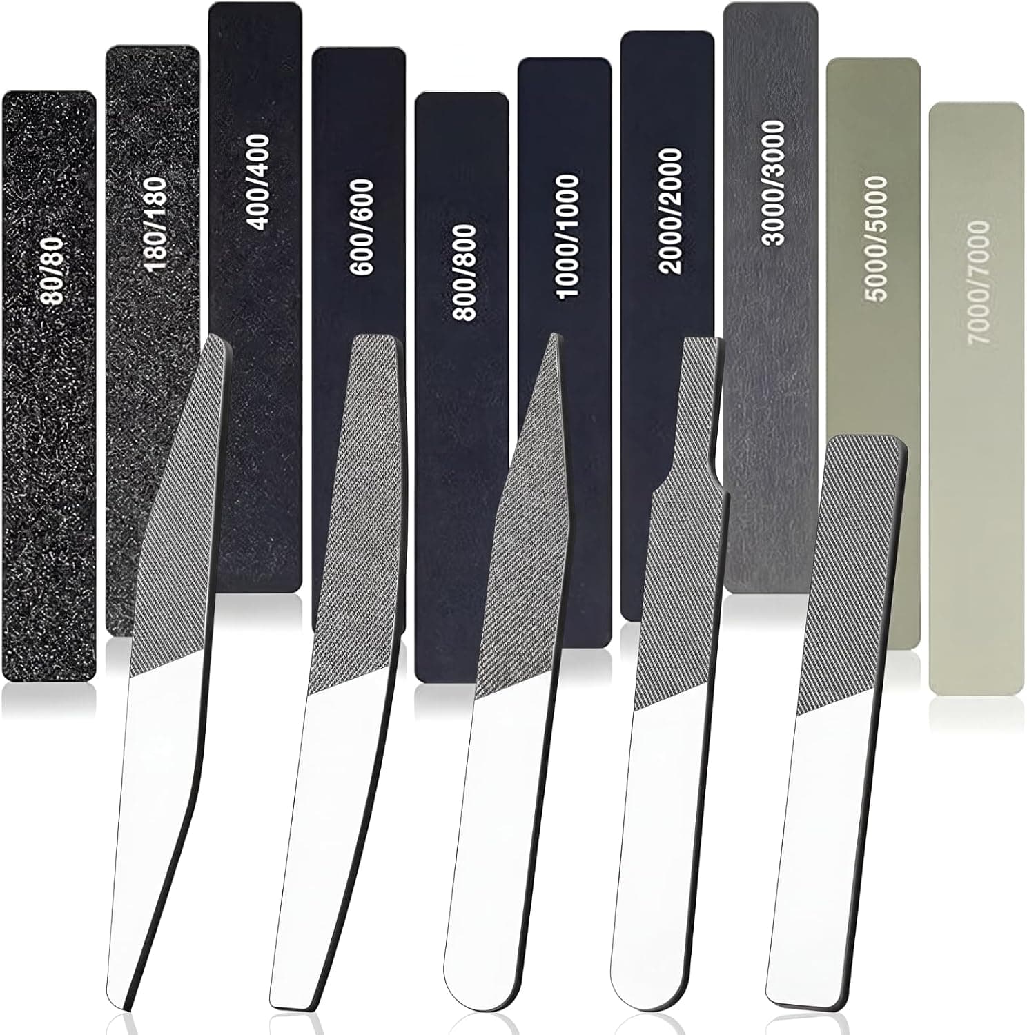 Honoson 25 Pack Hobby Model Polishing Hand Files Tool Set, 5 Pcs Glass Polishing Files and 20 Pcs Sanding Sticks Metal and Wood Sanding Tool for Model Craft