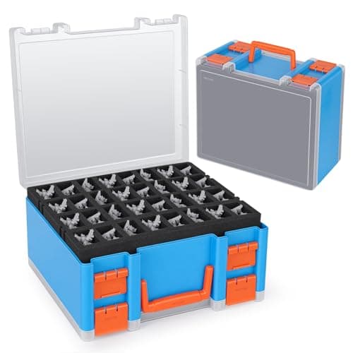 RISOU Sturdy Miniature Figure Storage Carrying Case for Standard Sized Figures - 128 Slot Miniature Figure Box Compatible with 40k,D&D and More.(CASE ONLY) (Blue)