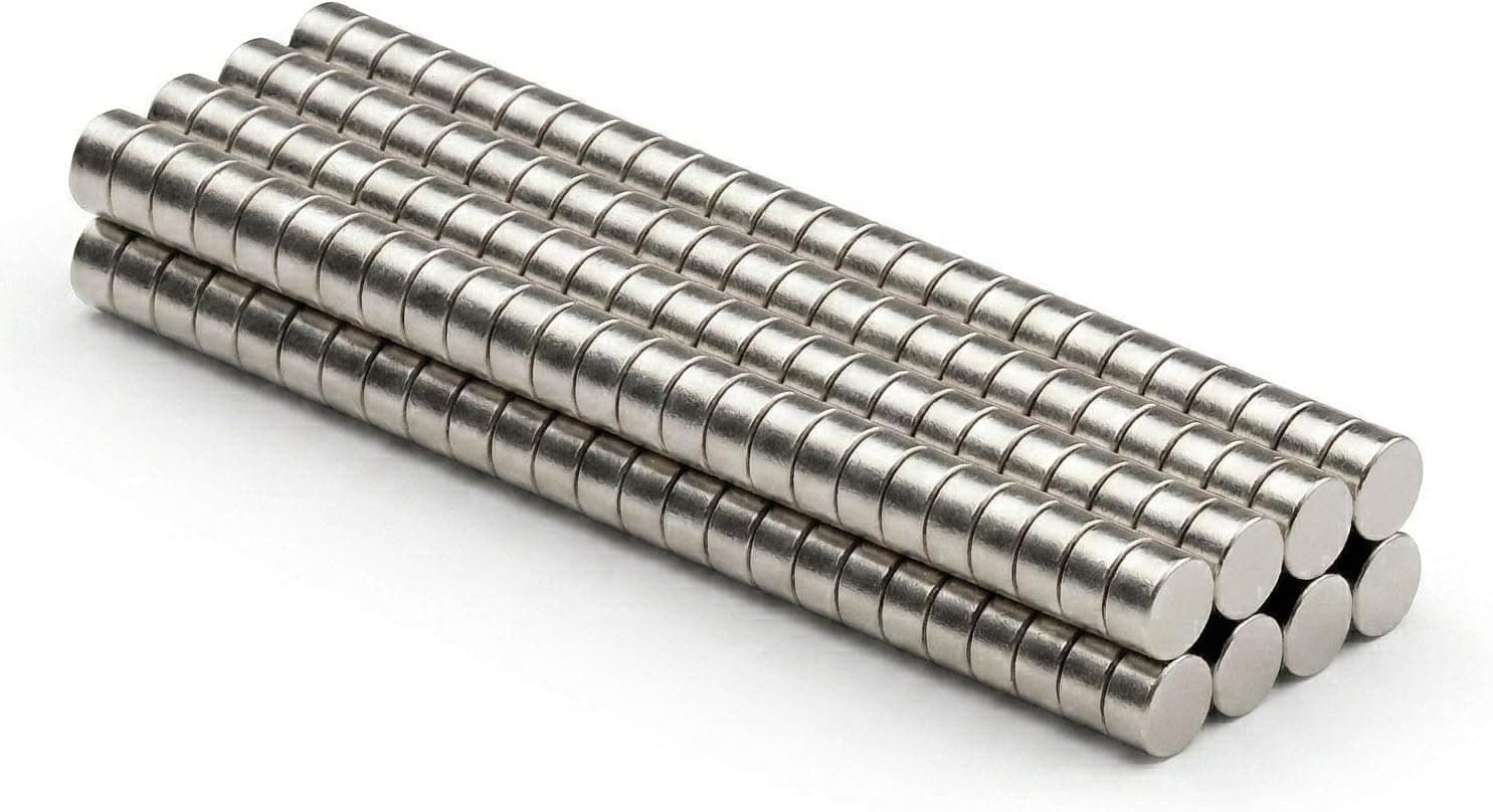 Strong N52 Neodymium Disc Magnets 2mm x 1mm, 100 Pack NiCuNi - Micro Round Rare Earth Magnets for Wargaming Miniatures, 3D Printing and Small Closures